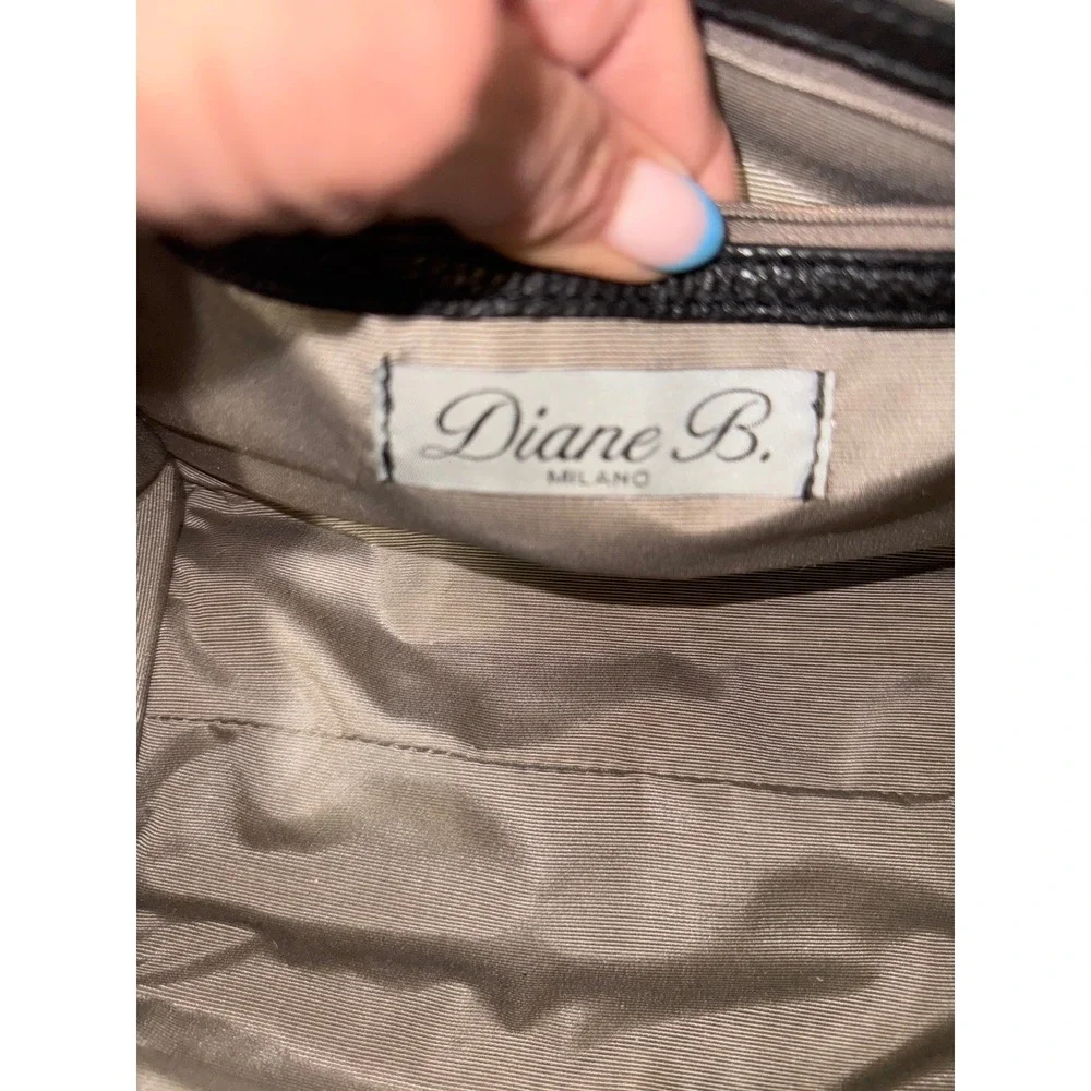 Diane B. Milano Black‎ Leather and Woven Cane Handbag Satchel Triple Compartment